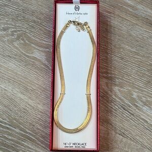 House of Harlow 1960 Gold Herringbone Necklace 16”+3” | Nickel-Free, Lead-Safe